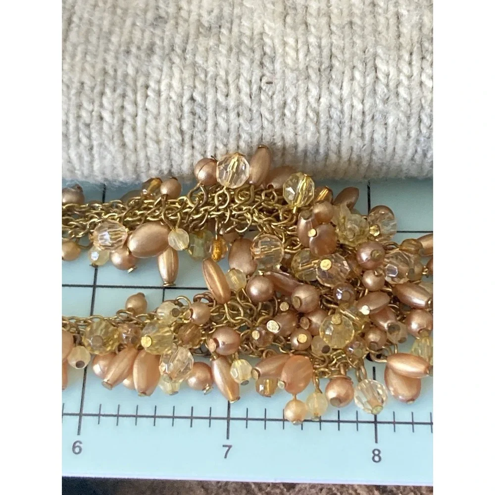 Premier Designs Champagne Cluster Bead‎ Bib Necklace In Bronze Tone Romantic